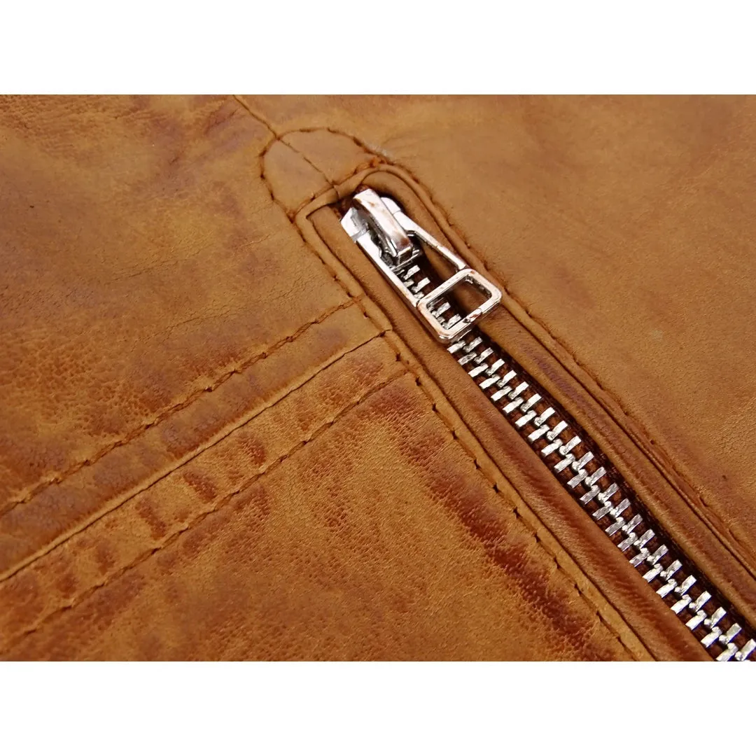 Infinity Women's Brando Tan Biker Soft Nappa Leather Jacket sold by Tru Clothing product image thumbnail 4