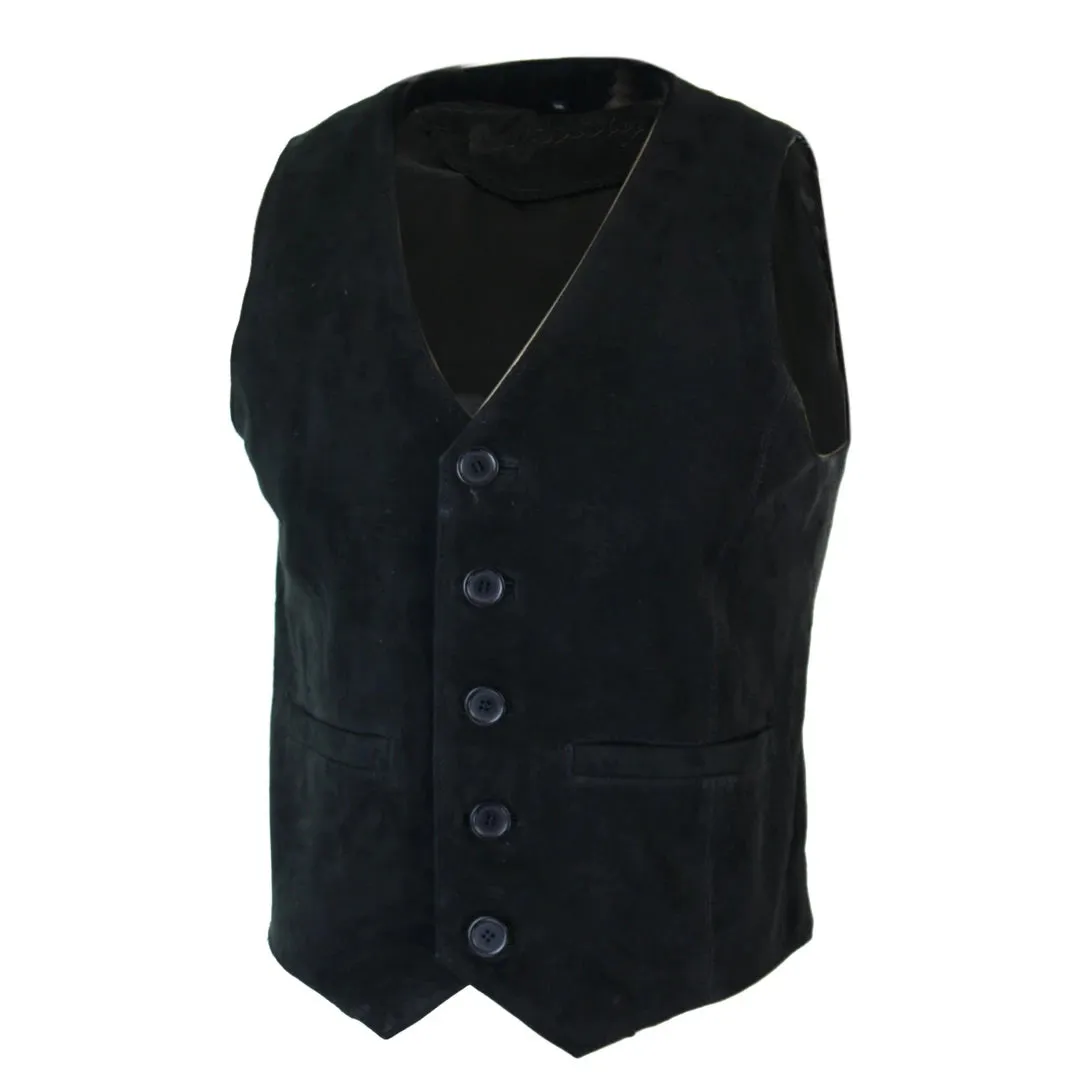 Men's Waistcoat Gilet Suede Leather Black Brown Burgundy Tan sold by Tru Clothing product image thumbnail 2