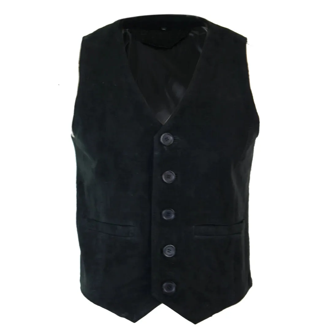Men's Waistcoat Gilet Suede Leather Black Brown Burgundy Tan sold by Tru Clothing