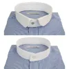 Men's 1920s Shirt Removable Collar Stripe Grandad Nehru Shelby Penny Button sold by Tru Clothing