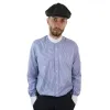 Men's 1920s Shirt Removable Collar Stripe Grandad Nehru Shelby Penny Button sold by Tru Clothing