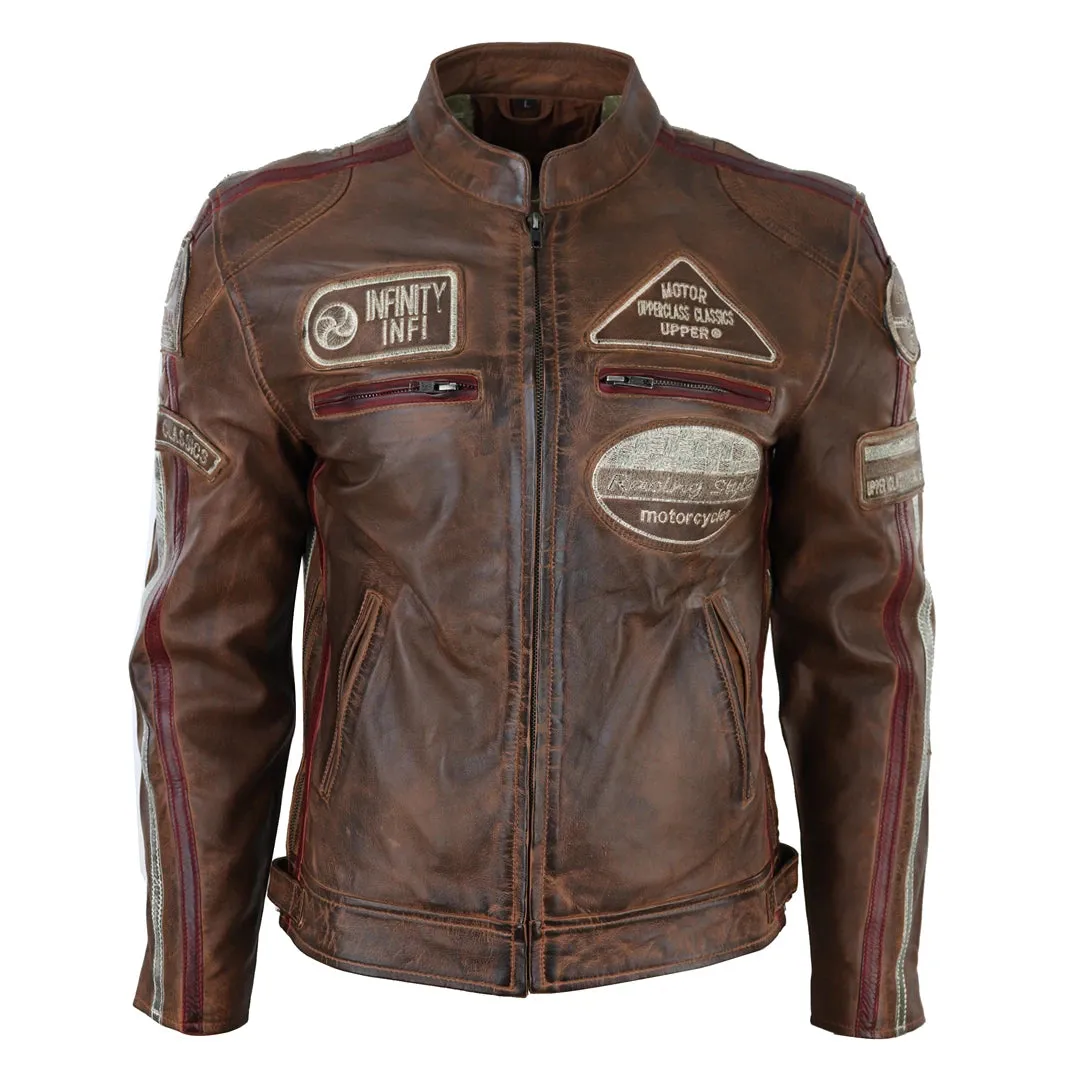 Men's Zipped Biker Leather Jacket sold by Tru Clothing