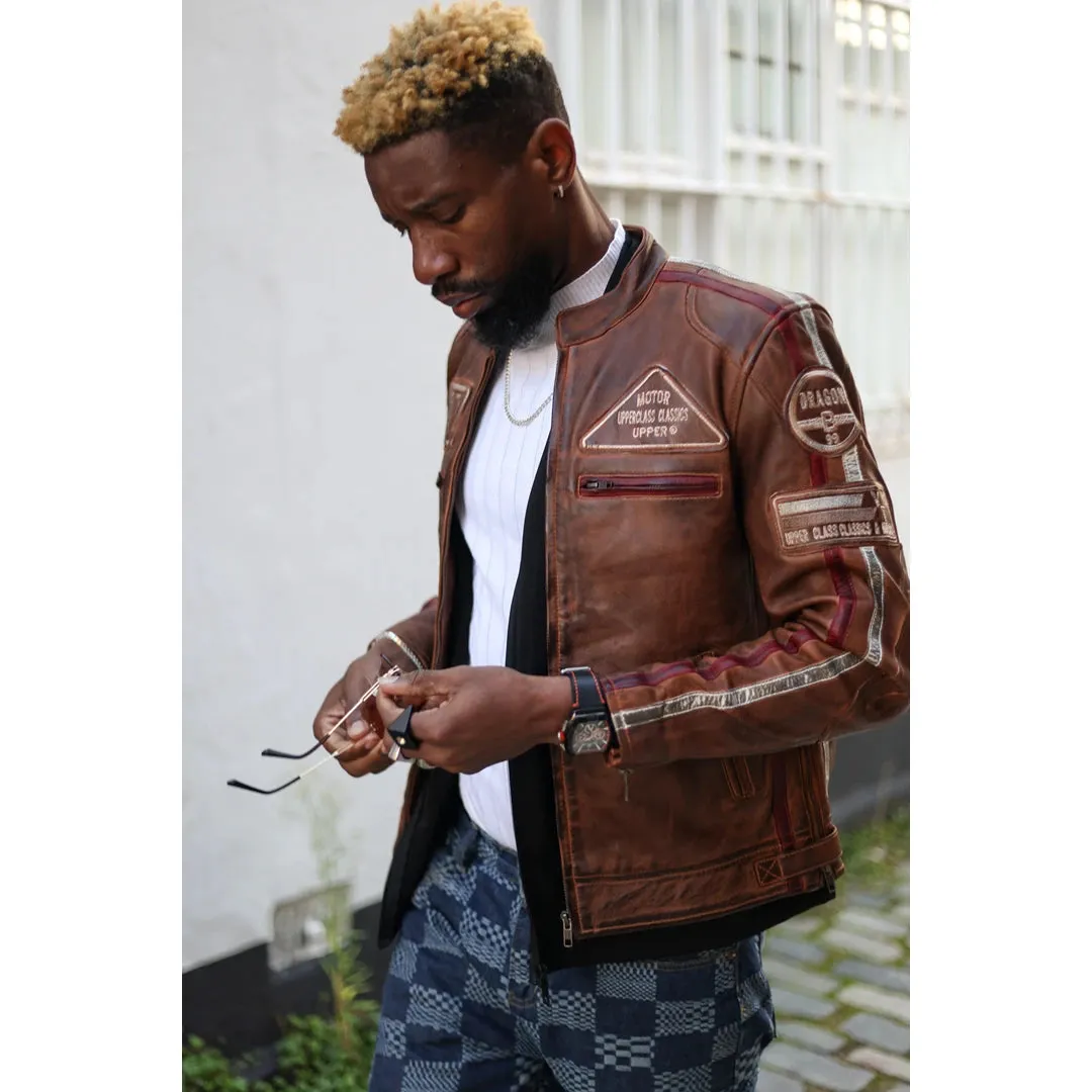 Men's Zipped Biker Leather Jacket sold by Tru Clothing product image thumbnail 2