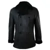 Men's Shearling German Navy Sheepskin Double Breasted Jacket Black Fitted sold by Tru Clothing