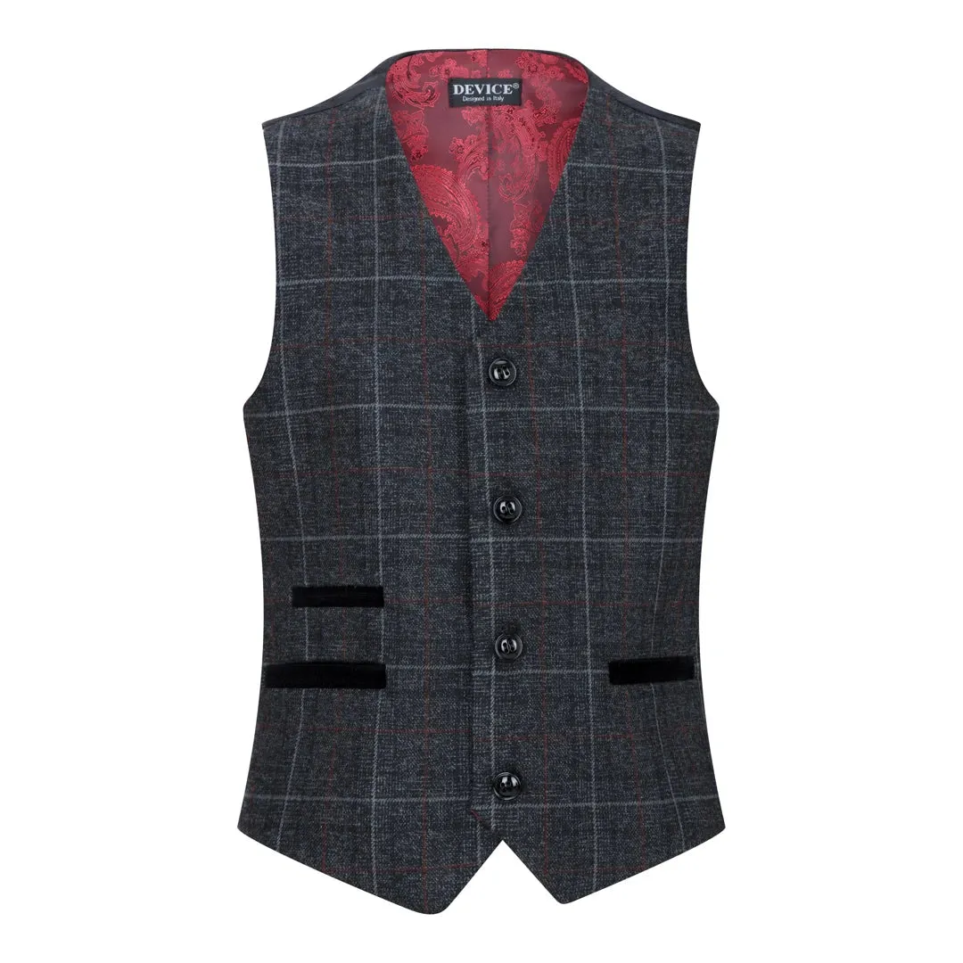 Harvey - Boys Grey Black 3 Piece Tweed Suit Herringbone Wine sold by Tru Clothing product image thumbnail 5
