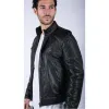 Men's Leather Black Brown Washed Racer Jacket Biker Zipped Slim sold by Tru Clothing
