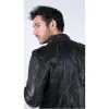 Men's Leather Black Brown Washed Racer Jacket Biker Zipped Slim sold by Tru Clothing
