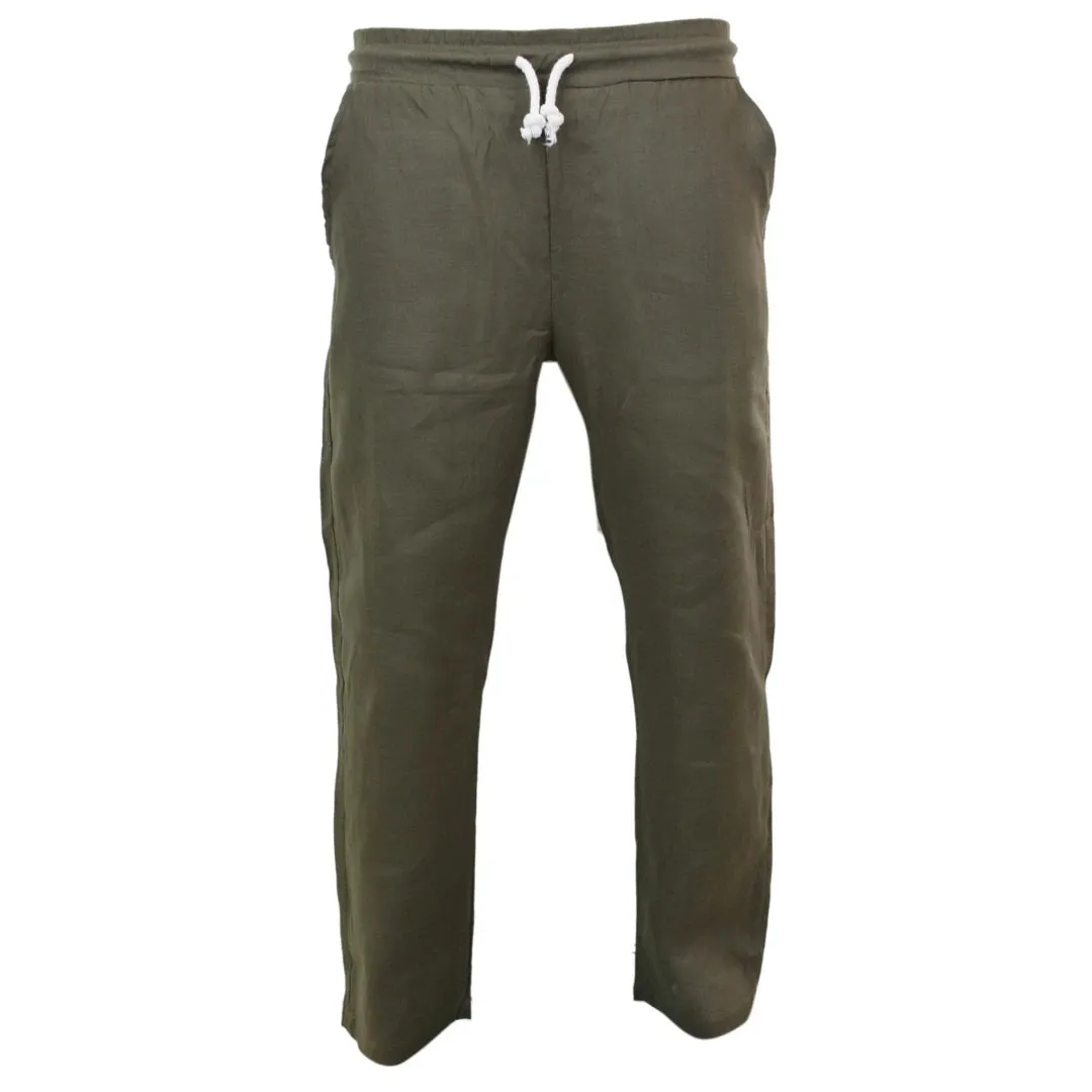 Men's Pure Linen Trousers Elasticated Waist Summer Beach Holiday Slacks sold by Tru Clothing product image thumbnail 5