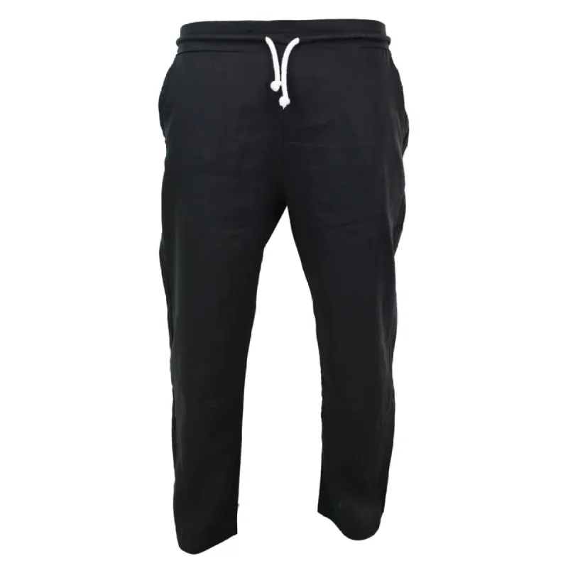 Men's Pure Linen Trousers Elasticated Waist Summer Beach Holiday Slacks sold by Tru Clothing