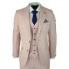 SW065522 - Men's Herringbone Tweed 3 Piece Suit Pink Blush Short Reg Long sold by Tru Clothing