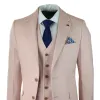 SW065522 - Men's Herringbone Tweed 3 Piece Suit Pink Blush Short Reg Long sold by Tru Clothing