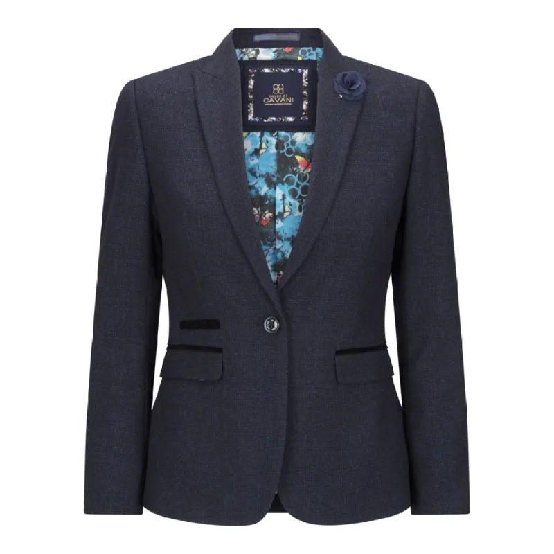 Caridi - Women's Tweed Navy Check Blazer Wool Jacket 1920s sold by Tru Clothing