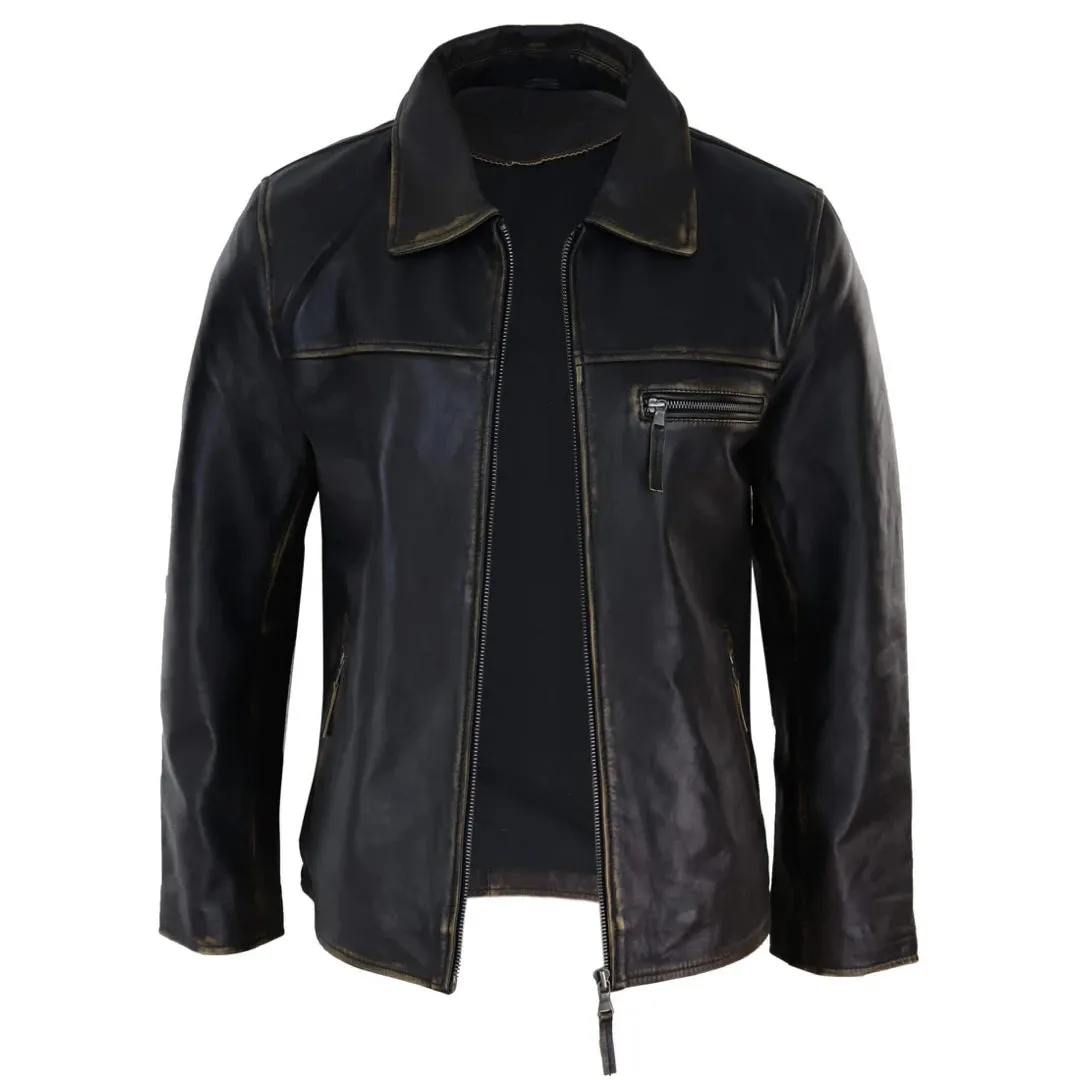Men's Classic Leather Soft Hide Zipped Collar Box Jacket Fit sold by Tru Clothing product image thumbnail 3