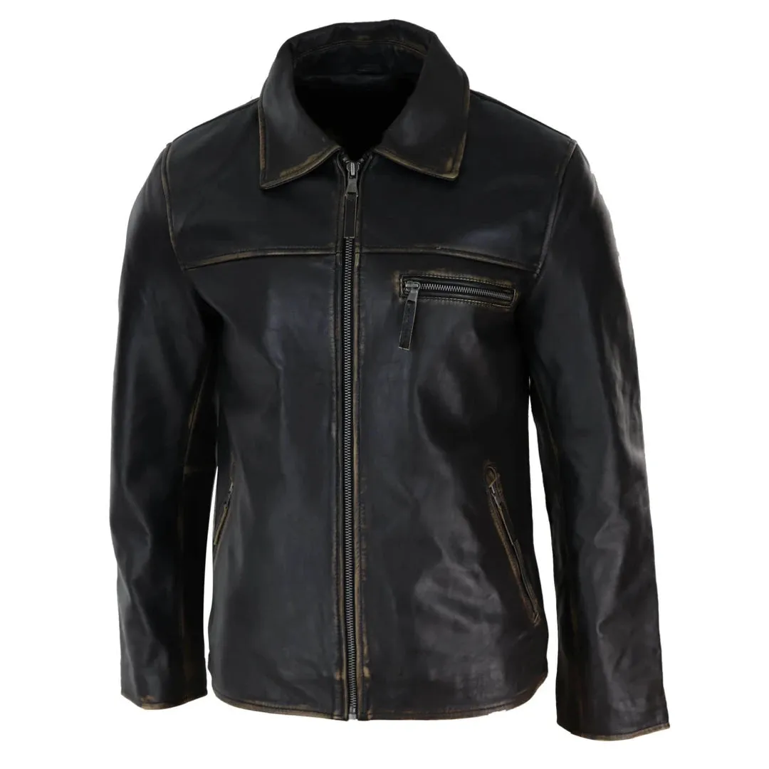 Men's Classic Leather Soft Hide Zipped Collar Box Jacket Fit sold by Tru Clothing product image thumbnail 2