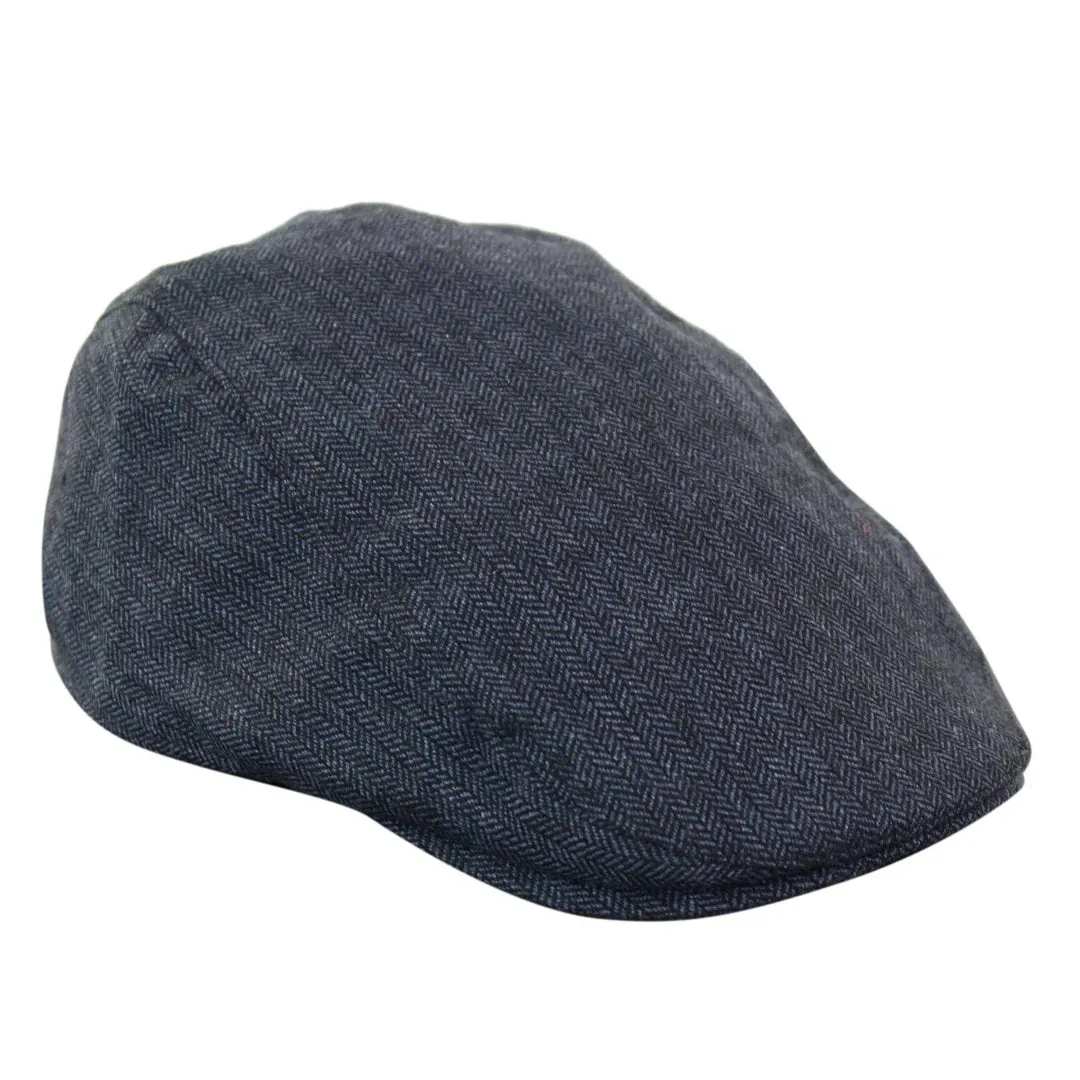 Men's Herringbone Hat Tweed Wool Check Grandad Flat Caps sold by Tru Clothing