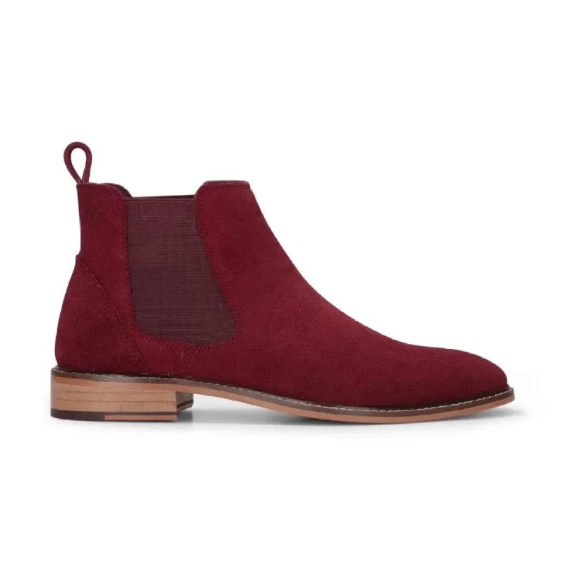 Men's Brugundy Suede Leather Slip On Chelsea Ankle Boots sold by Tru Clothing
