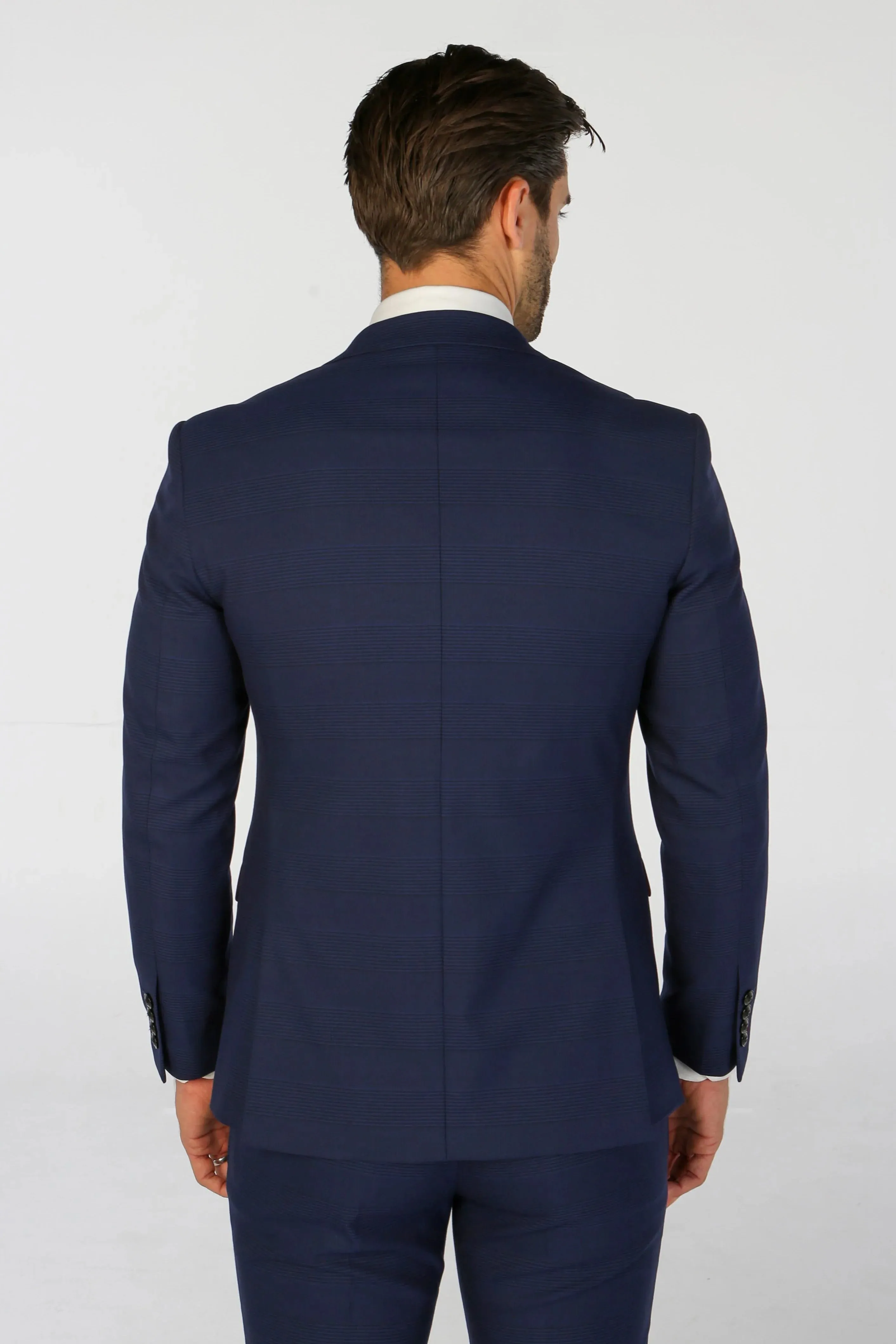 Mark - Men's Navy Blue Checked Tailored Fit Blazer sold by Tru Clothing product image thumbnail 4