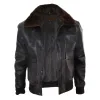Men's Leather Aviator Bomber Jacket Removable Fur Collar Pilot Flying Jacket sold by Tru Clothing
