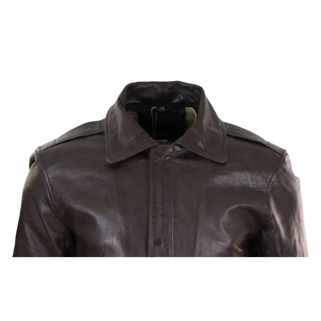 Men's Leather Aviator Bomber Jacket Removable Fur Collar Pilot Flying Jacket sold by Tru Clothing product image thumbnail 5