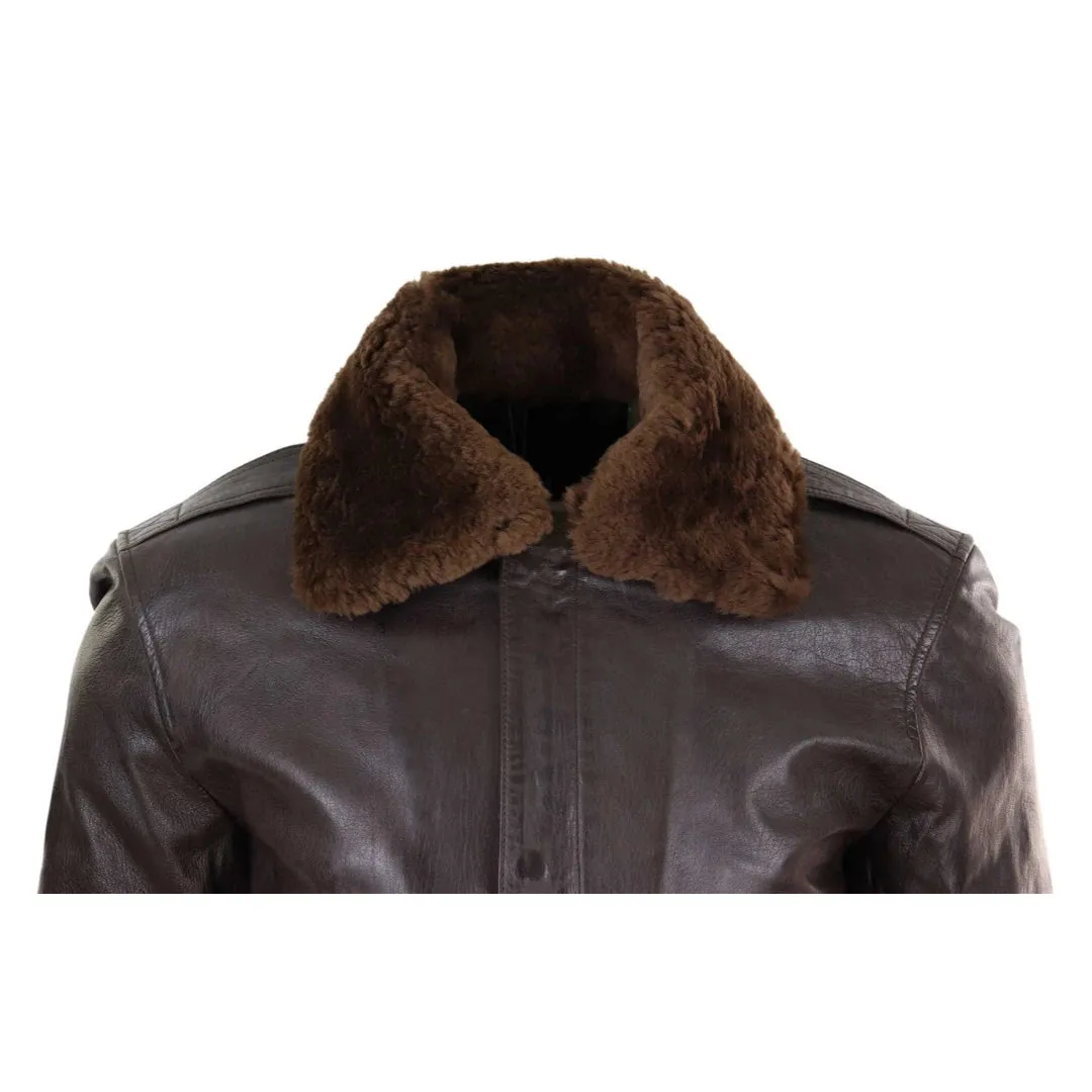 Men's Leather Aviator Bomber Jacket Removable Fur Collar Pilot Flying Jacket sold by Tru Clothing product image thumbnail 4