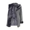 Grey Women's Long Suede Toscana Sheepskin Coat Zipped Hood sold by Tru Clothing