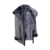 Grey Women's Long Suede Toscana Sheepskin Coat Zipped Hood sold by Tru Clothing