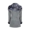 Grey Women's Long Suede Toscana Sheepskin Coat Zipped Hood sold by Tru Clothing