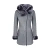 Grey Women's Long Suede Toscana Sheepskin Coat Zipped Hood sold by Tru Clothing