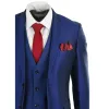Kingsley - Men's Boys 3 Piece Shiny Blue Wedding Prom Party Suit sold by Tru Clothing
