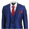 Kingsley - Men's Boys 3 Piece Shiny Blue Wedding Prom Party Suit sold by Tru Clothing