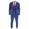 Kingsley - Men's Boys 3 Piece Shiny Blue Wedding Prom Party Suit sold by Tru Clothing