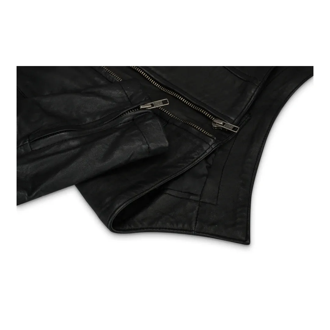 Women's Girls Leather High Collar Jacket sold by Tru Clothing product image thumbnail 3