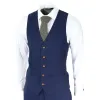 Mayfair - Men's Navy 3 piece Suit Brown Trim Classic Birdseye Wedding Grooms sold by Tru Clothing