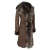 Women's Gold Brown 3/4 Length Warm Luxury Toscana Sheepskin Coat sold by Tru Clothing