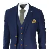 Mayfair - Men's Navy 3 piece Suit Brown Trim Classic Birdseye Wedding Grooms sold by Tru Clothing