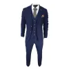 Mayfair - Men's Navy 3 piece Suit Brown Trim Classic Birdseye Wedding Grooms sold by Tru Clothing