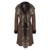 Women's Gold Brown 3/4 Length Warm Luxury Toscana Sheepskin Coat sold by Tru Clothing