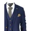 Mayfair - Men's Navy 3 piece Suit Brown Trim Classic Birdseye Wedding Grooms sold by Tru Clothing