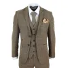 Ralph - Men's Boys 3 Piece Suit Cream Beige Tweed Check 1920s sold by Tru Clothing