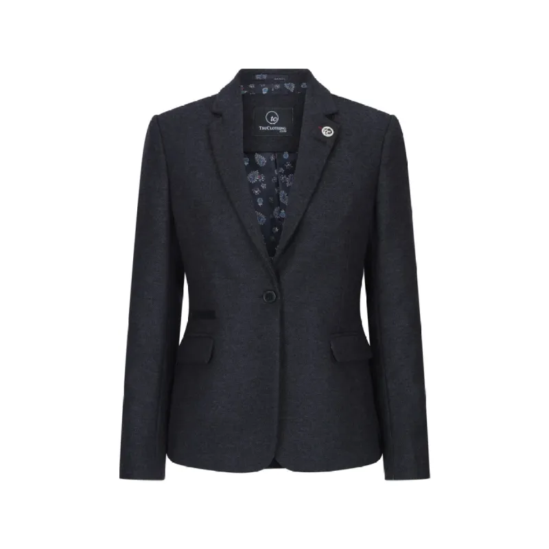 Women Black Blazer Waistcoat Tweed Herringbone Wool Classic 1920s sold by Tru Clothing