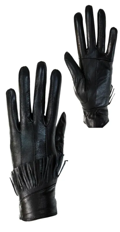 6063 - Women's Leather Winter Gloves Warm Fur Fleece Touch Screen sold by Tru Clothing
