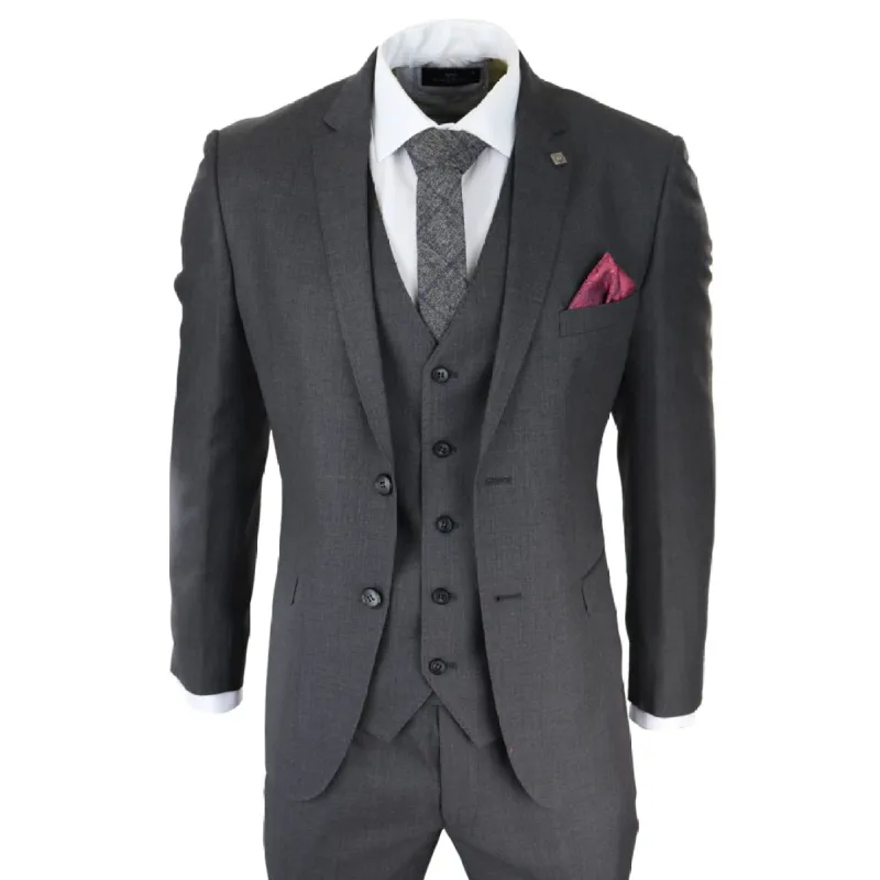 Charles- Men's Boys Dark Grey 3 Piece Suit Classic Summer Wedding sold by Tru Clothing