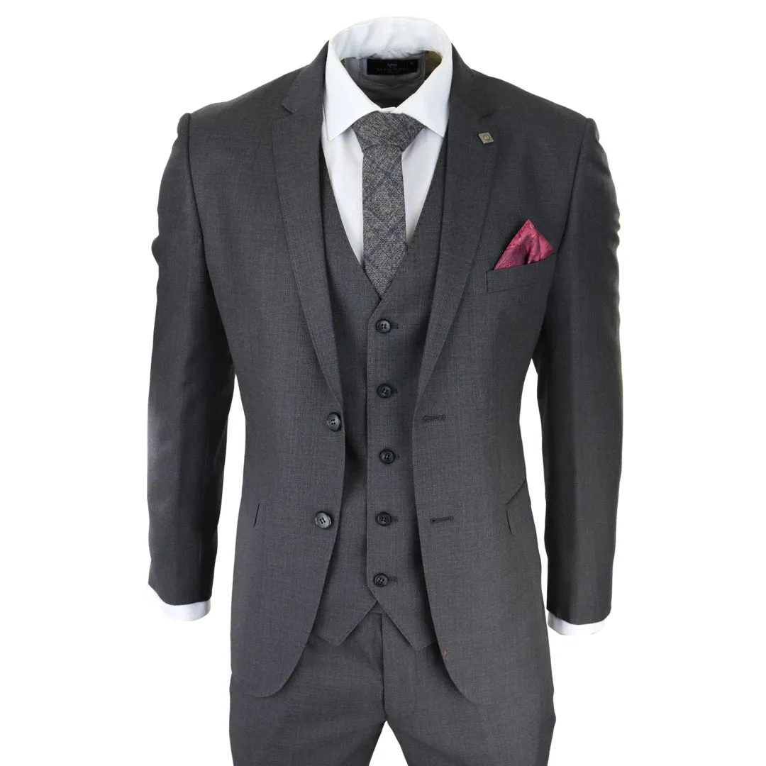 Charles- Men's Boys Dark Grey 3 Piece Suit Classic Summer Wedding sold by Tru Clothing