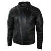 Men's Punk Rock Leather Cross Zip Biker Jacket Effect sold by Tru Clothing