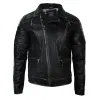 Men's Punk Rock Leather Cross Zip Biker Jacket Effect sold by Tru Clothing