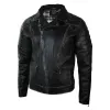 Men's Punk Rock Leather Cross Zip Biker Jacket Effect sold by Tru Clothing