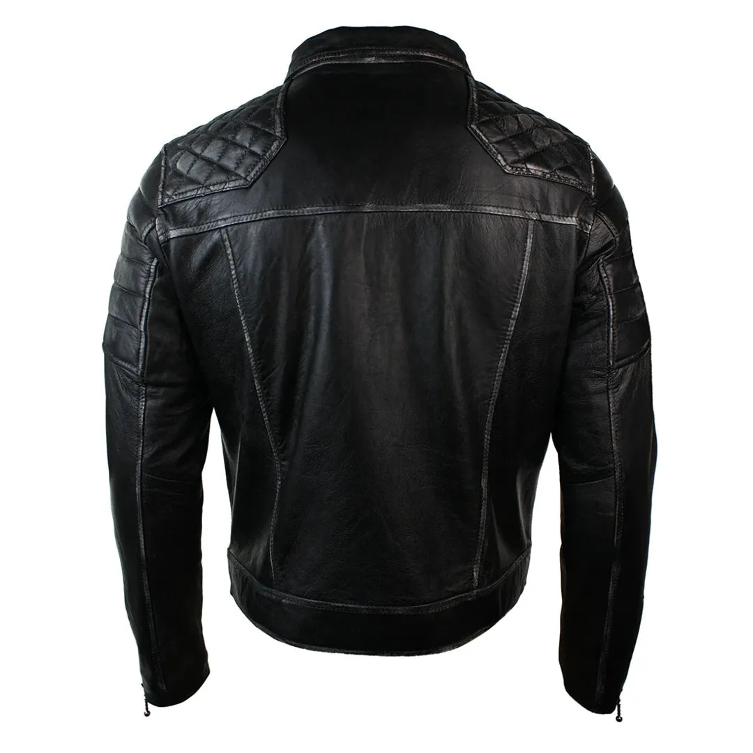 Men's Punk Rock Leather Cross Zip Biker Jacket Effect sold by Tru Clothing product image thumbnail 5