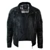 Men's Punk Rock Leather Cross Zip Biker Jacket Effect sold by Tru Clothing