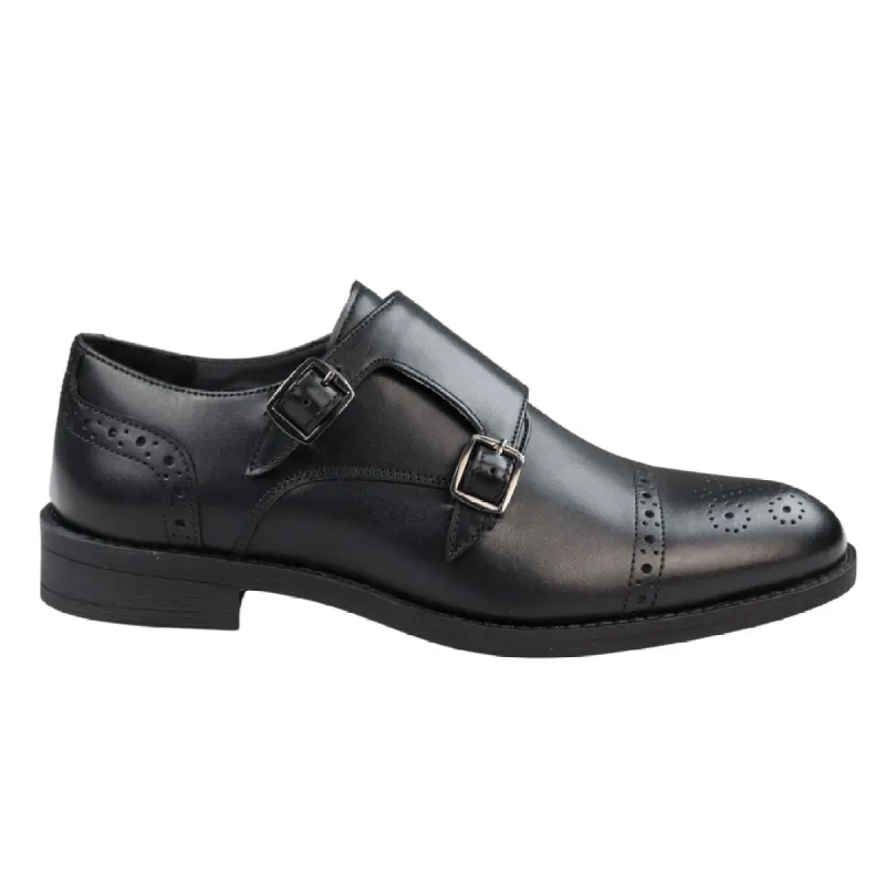 Mens Monk Shoes Black Tan Brown Classic Buckle Genuine Leather Smart Formal sold by Tru Clothing