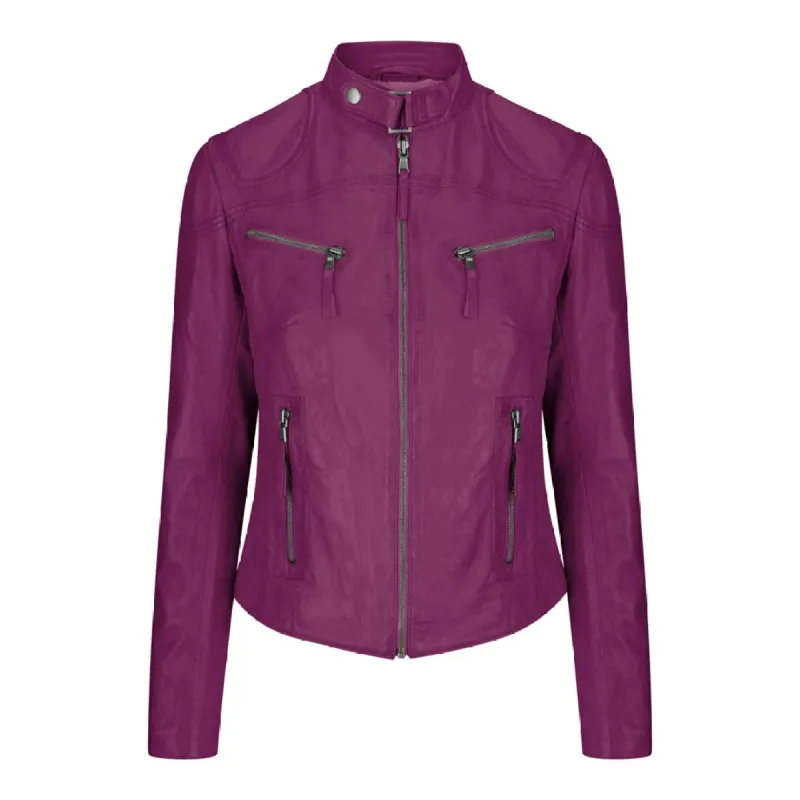 Women's Leather Fitted Biker Brown Jacket sold by Tru Clothing